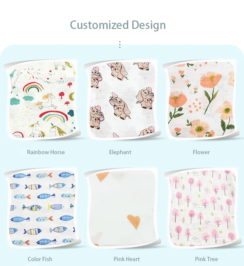 Multi-function 2-layer Soft Bamboo Cotton Muslin Swaddle Blankets for Baby