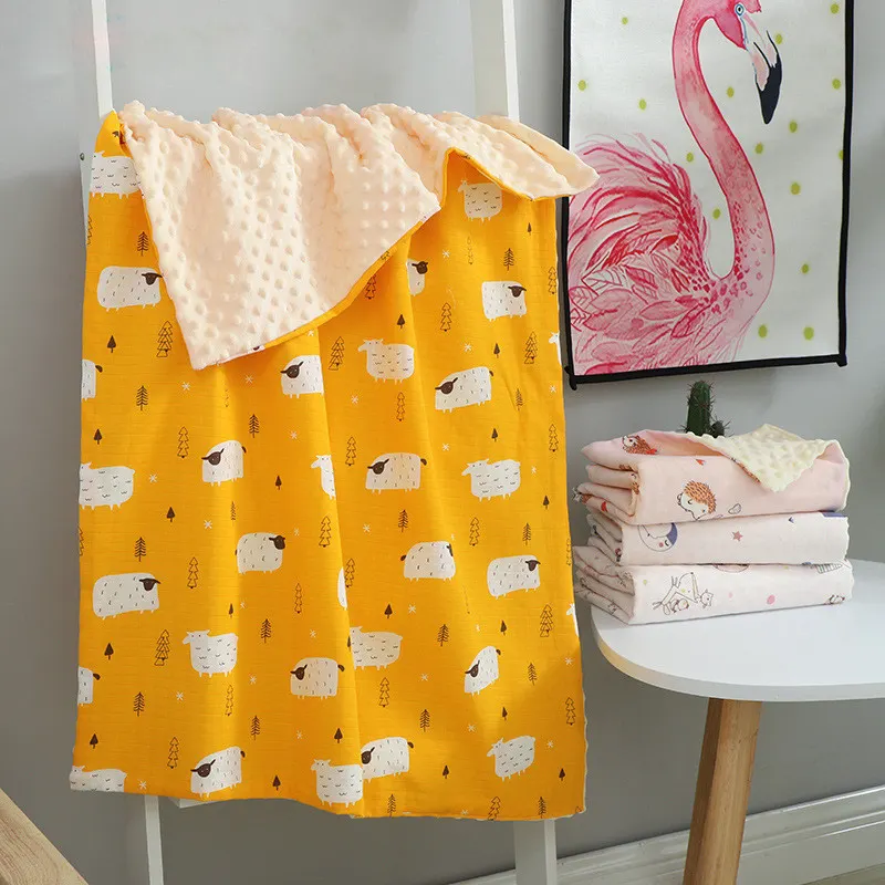 Child Super Soft Double Layer Printed Baby Blanket with Dotted Backing