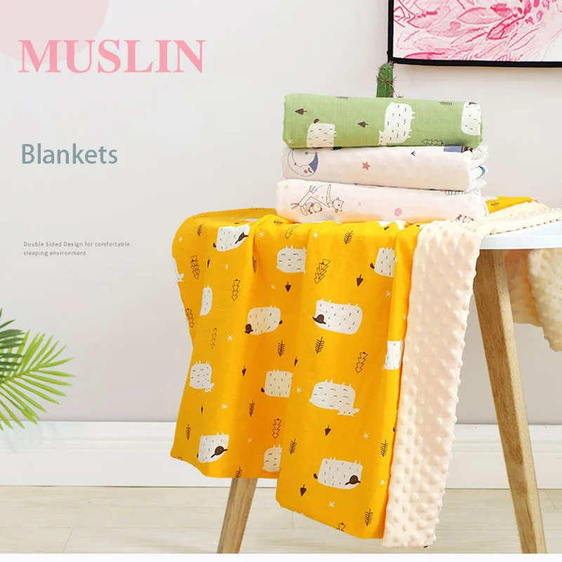 Child Super Soft Double Layer Printed Baby Blanket with Dotted Backing
