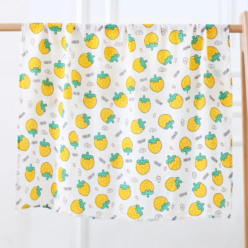 Swaddle blanket in leaves pattern, folded and placed in an OPP bag