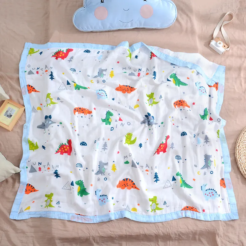 4-layers Bamboo Cotton Soft Unisex Receiving Stroller Muslin Swaddle Blanket