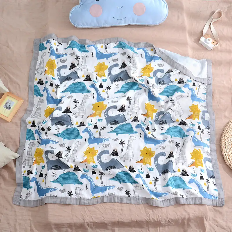 4-layers Bamboo Cotton Soft Unisex Receiving Stroller Muslin Swaddle Blanket