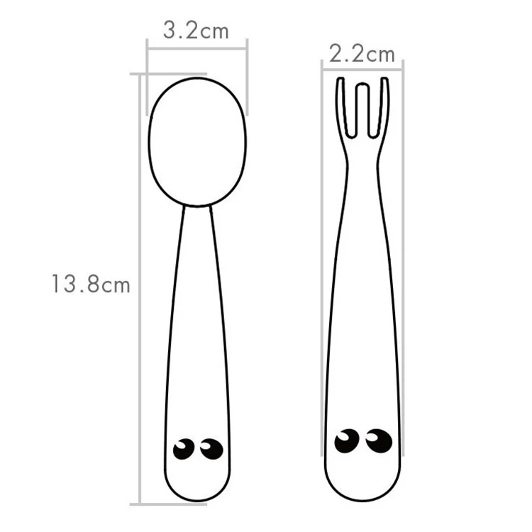 Child Self Feeding Training Silicone Bendable Spoon Fork Set with Storage Box