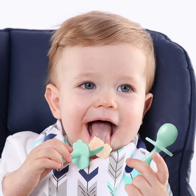 Colorful Short Baby Feeding Spoon Fork Set