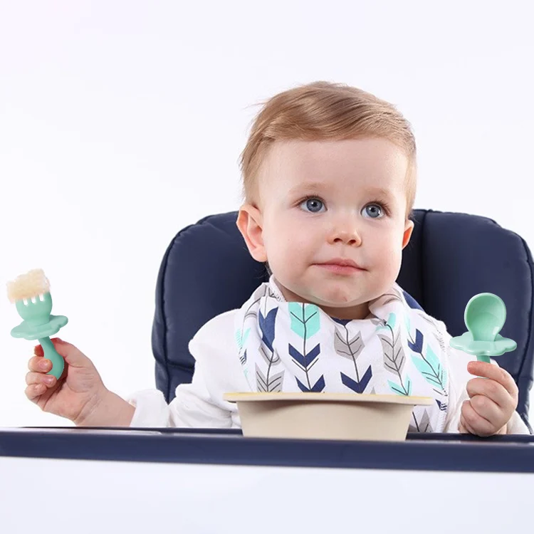 Colorful Short Baby Feeding Spoon Fork Set