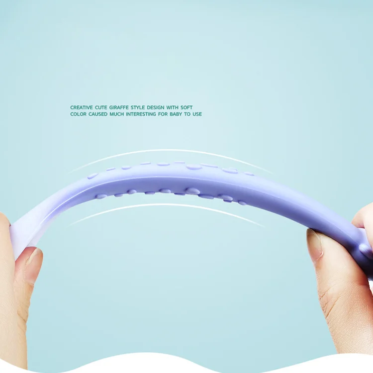 Two Purpose Child Toddlers Eat Training Soft Silicone Feeding Spoon with Teethers