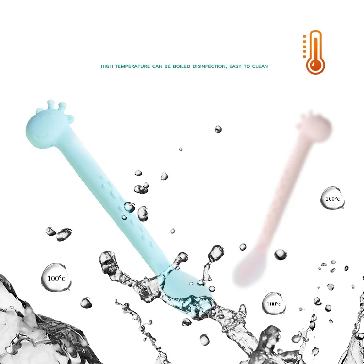 Two Purpose Child Toddlers Eat Training Soft Silicone Feeding Spoon with Teethers
