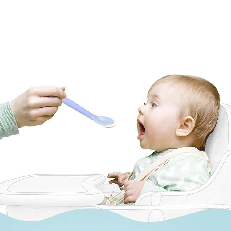 Two Purpose Child Toddlers Eat Training Soft Silicone Feeding Spoon with Teethers