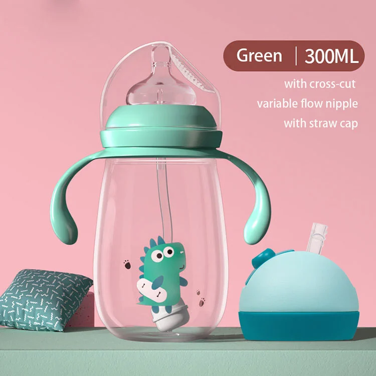 Bottle standing upright with handle rotated to the side