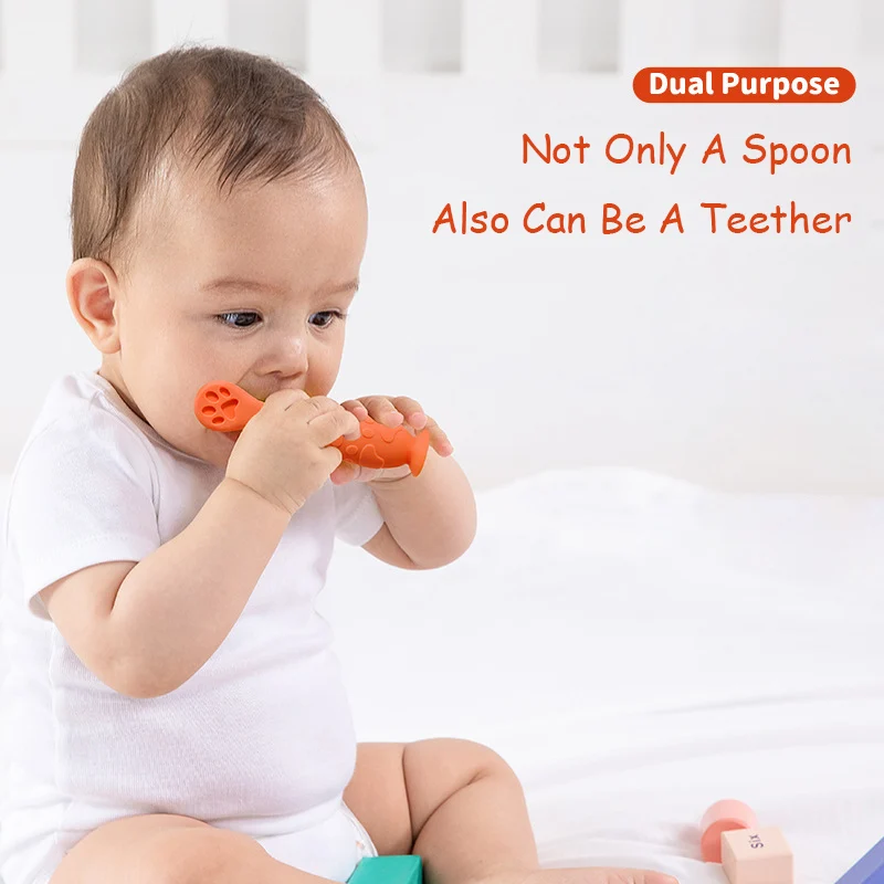 Silicone spoon lying flat showing the seamless one-piece construction