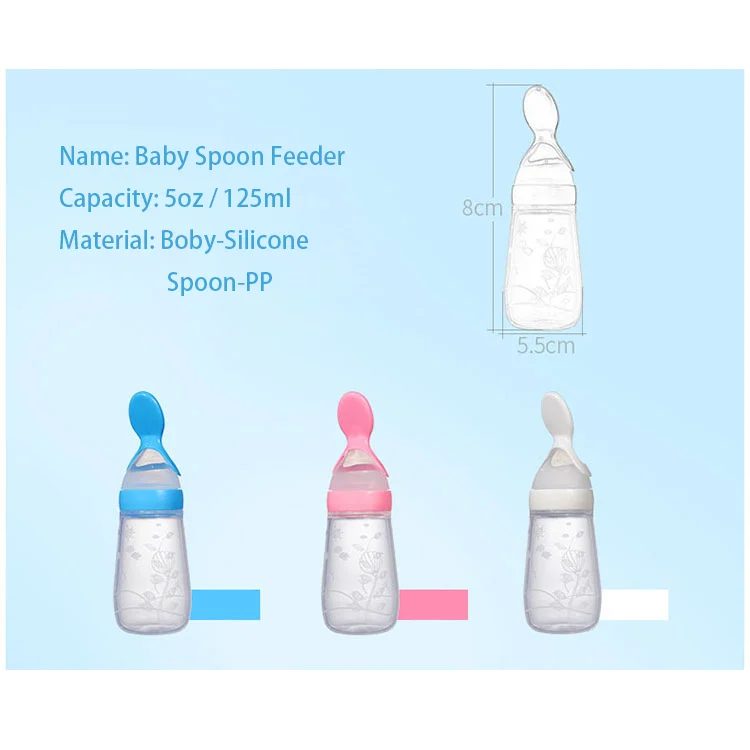 Side view of the squeeze feeder showing the millilitre and ounce graduations