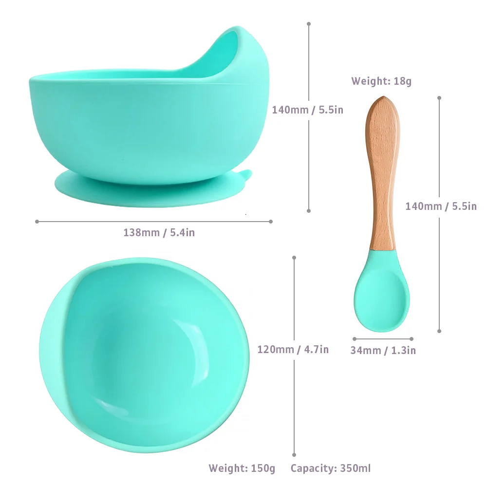Baby Self Feeding Set Suction Silicone Bowl With Spoon