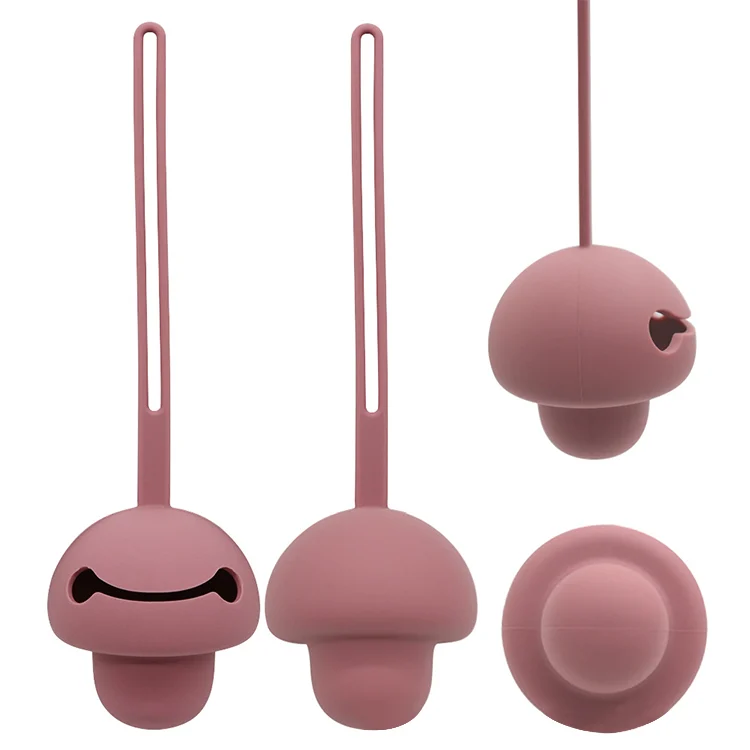 Two pacifiers inside the case, viewed from above, with the strap loop visible