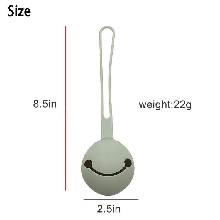 Silicone pacifier case in transparent colour with the strap unrolled