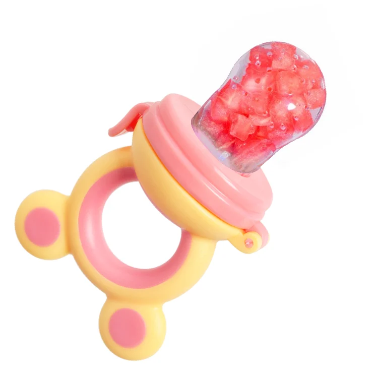 Pacifier with the L-sized nipple, demonstrating size difference