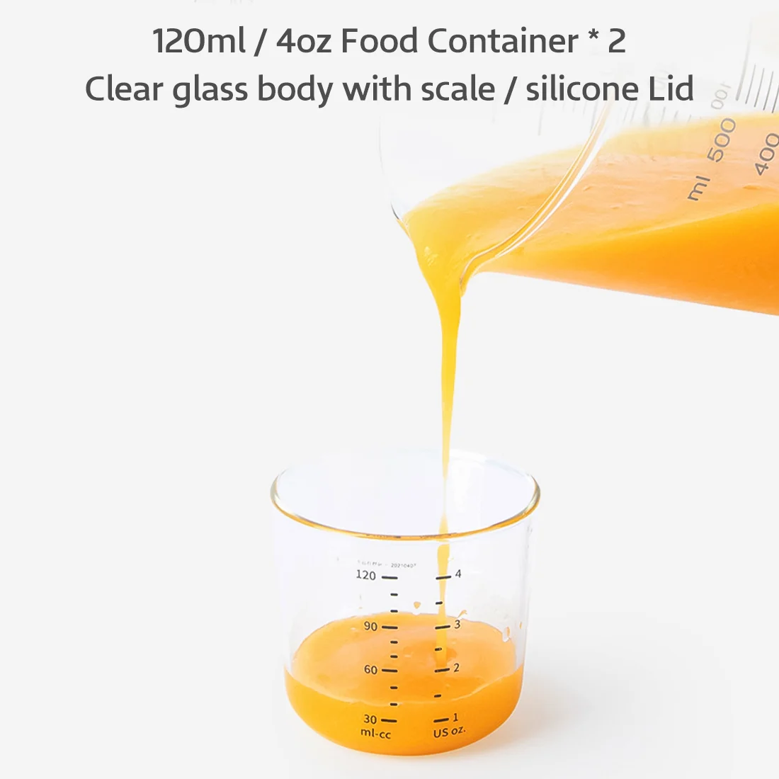 Glass container with lid and spoon packed in a white box