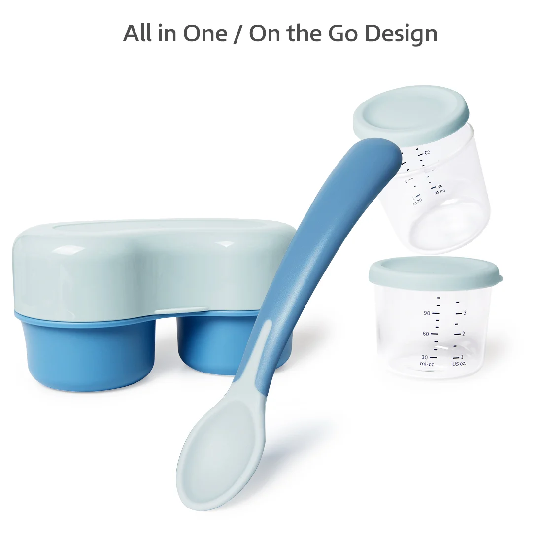 Portable Easy Grinding Spoon Cover Keep Warm Silicone Seal Lid Dual 120ml Glass Baby Food Container Feeding Set