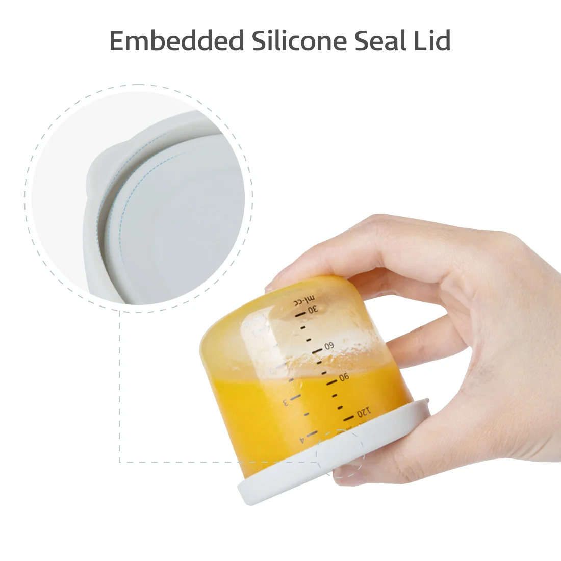Glass container with hot water poured into the case to keep food warm