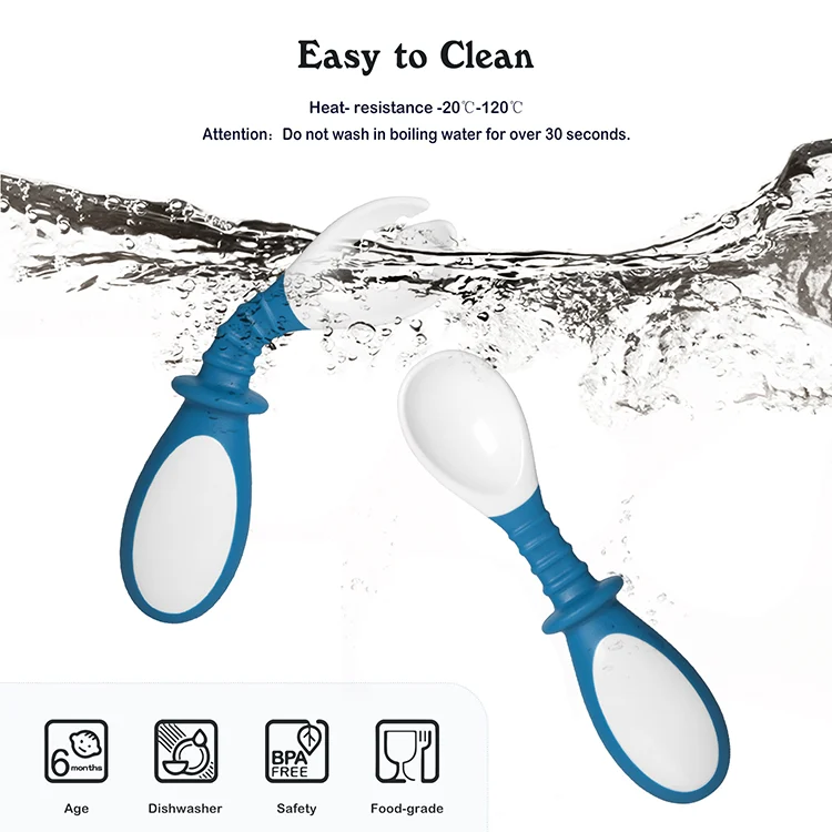 Bendable Training Self-Feeding Portable Baby Spoon And Fork Set