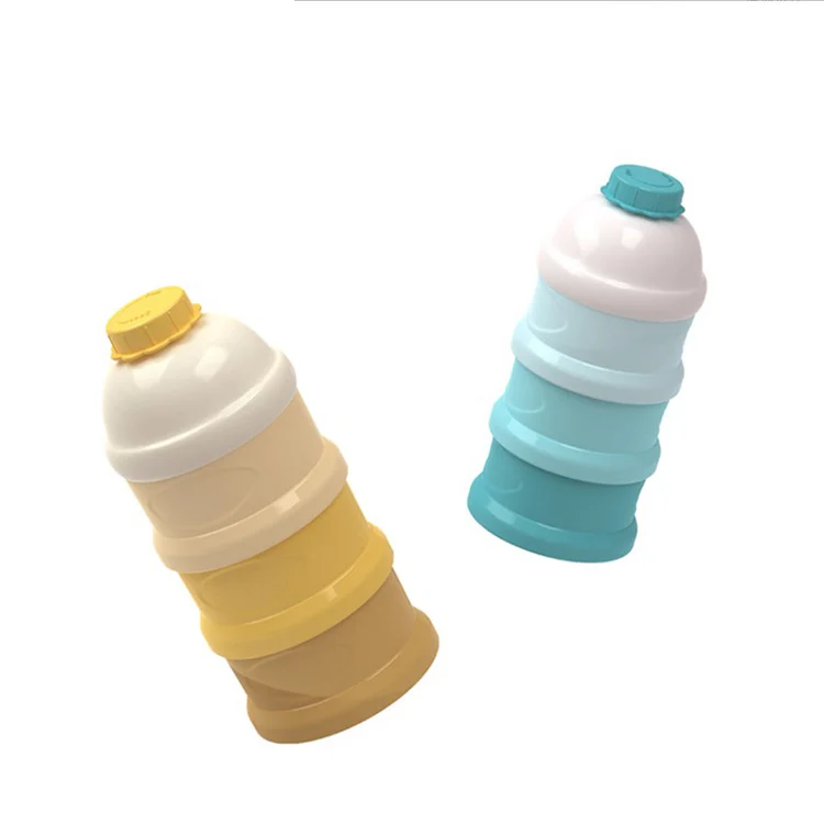 Blue 4-layer stackable milk powder container with lid closed