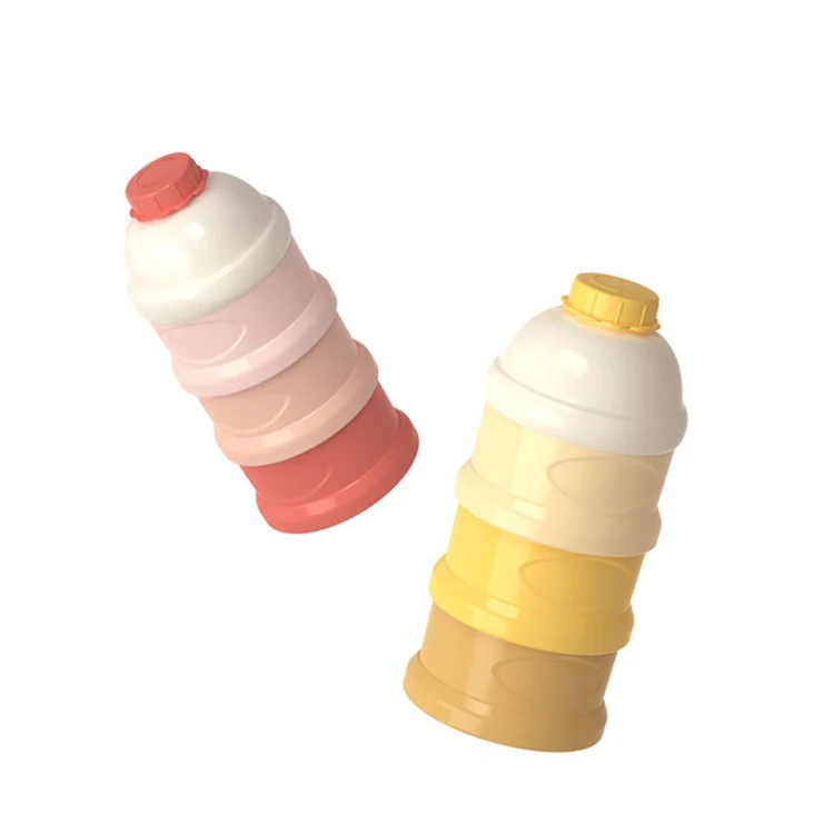 White 4-layer stackable milk powder container standing upright