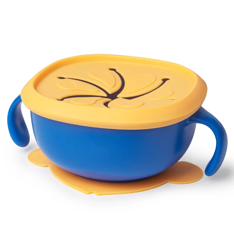 Baby bowl placed on a table with suction base engaged