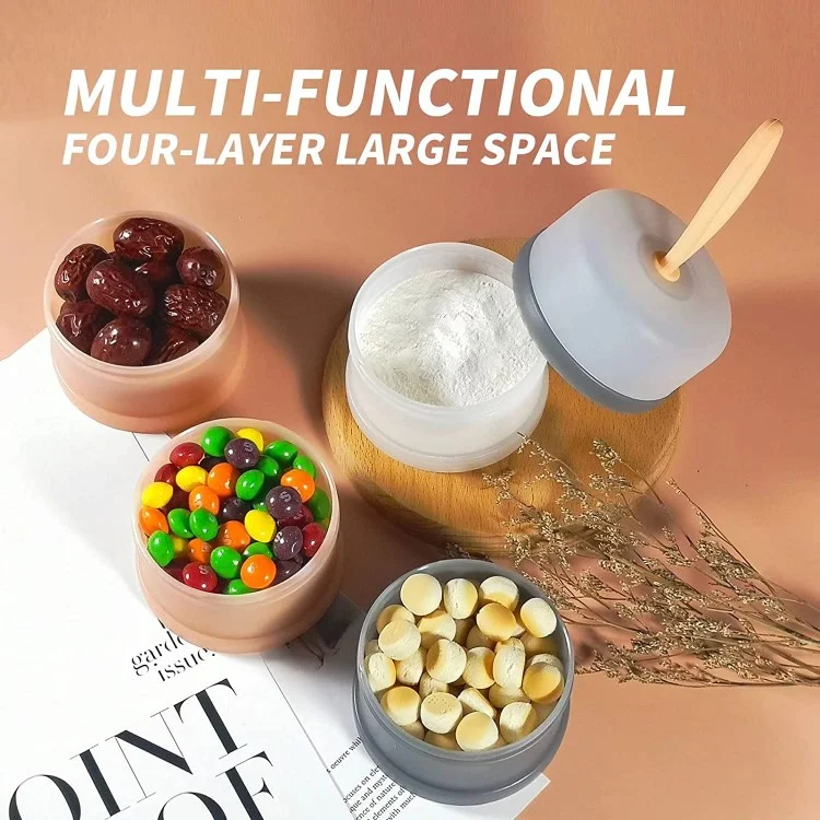 4 Compartments Plastic Portable Travel Baby Formula Dispenser