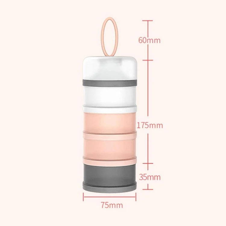 Dispenser with lid removed, showing four separate 50g compartments and smooth spout