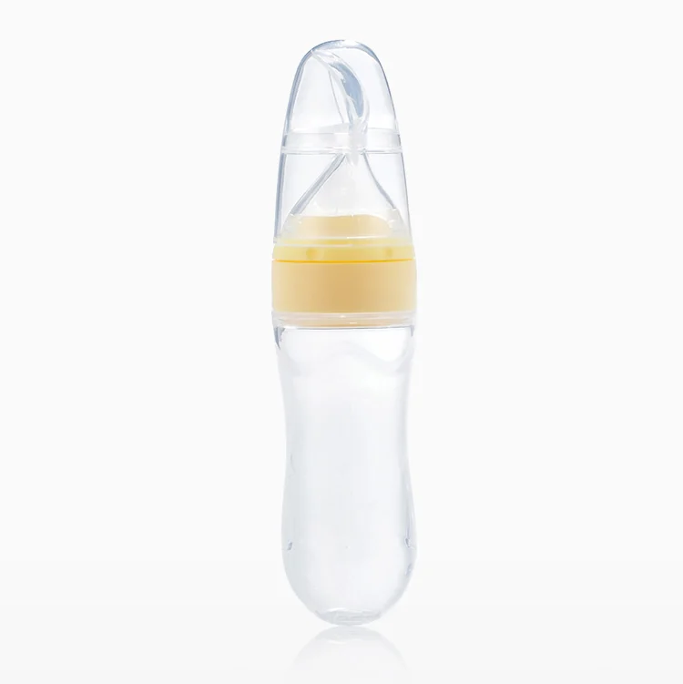Close-up of the soft silicone spoon tip on the 90ml feeder