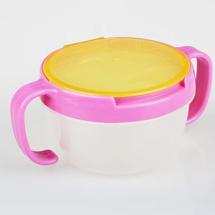 Blue PP children snack container standing upright with lid closed