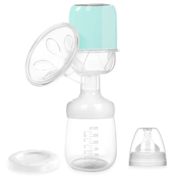 Breast pump in use with one hand, showing hands-free operation