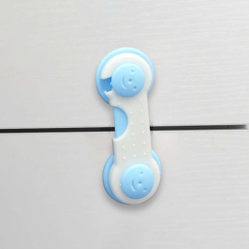 Safety lock installed on a bathroom cabinet door