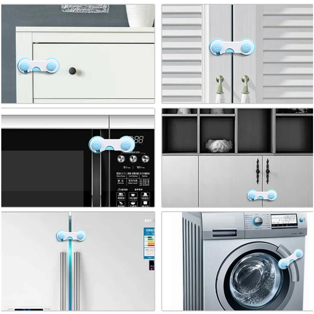 Safety lock on a washing machine door with the strap secured