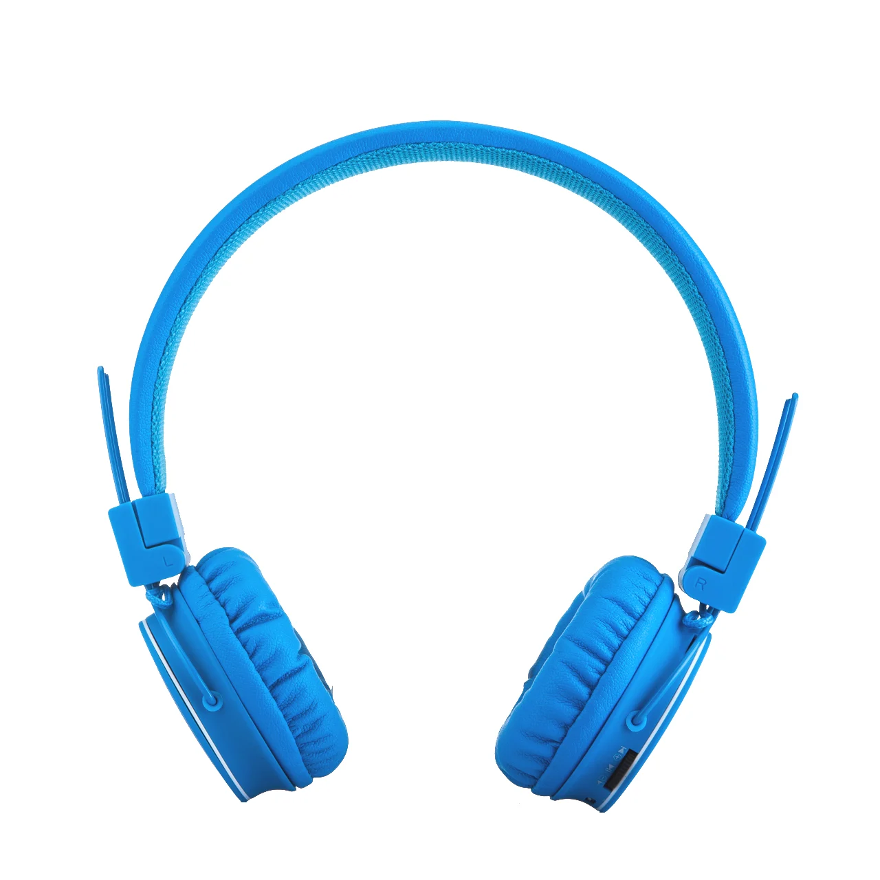 Pink kids' headphones with soft foam ear cushions and foldable design