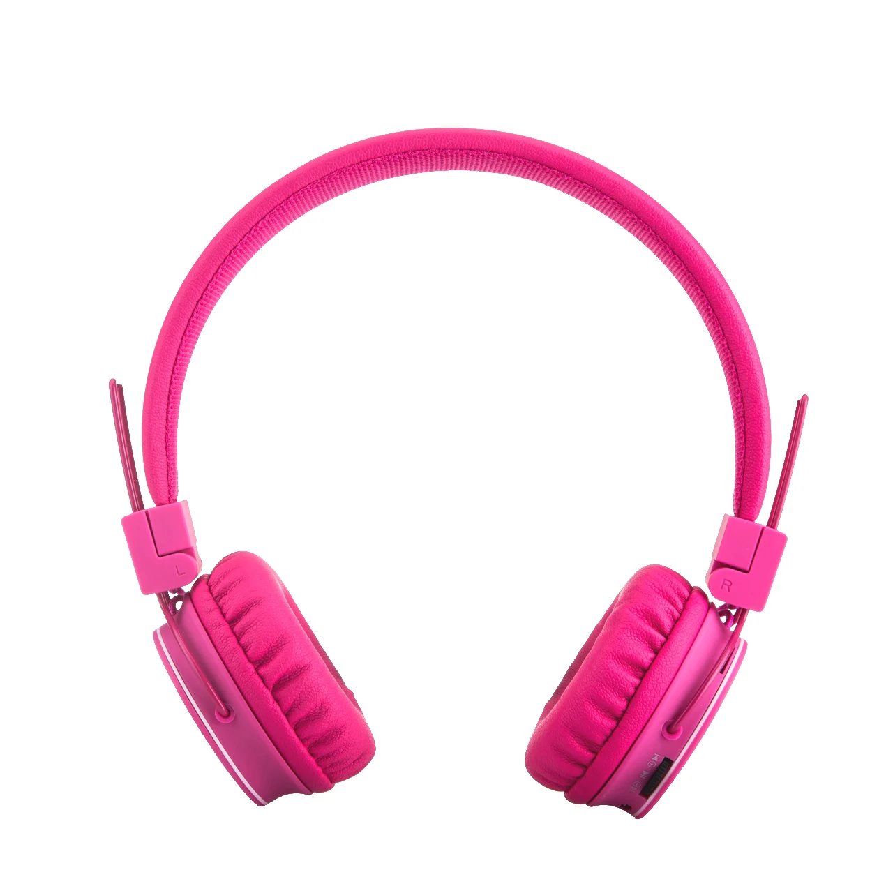 Red kids' headphones with the protective case open