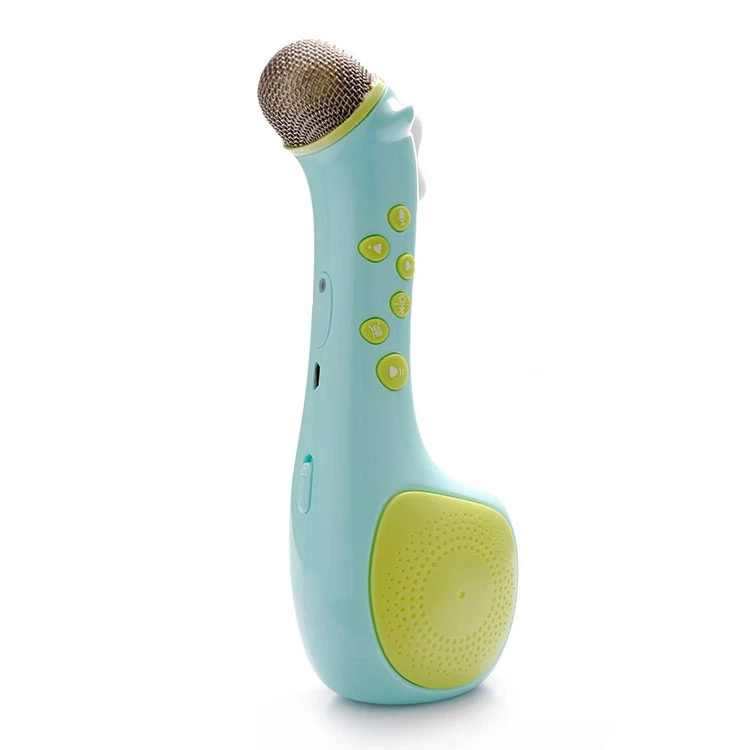 Blue LED plastic wireless kids audio player microphone speaker with glowing lights