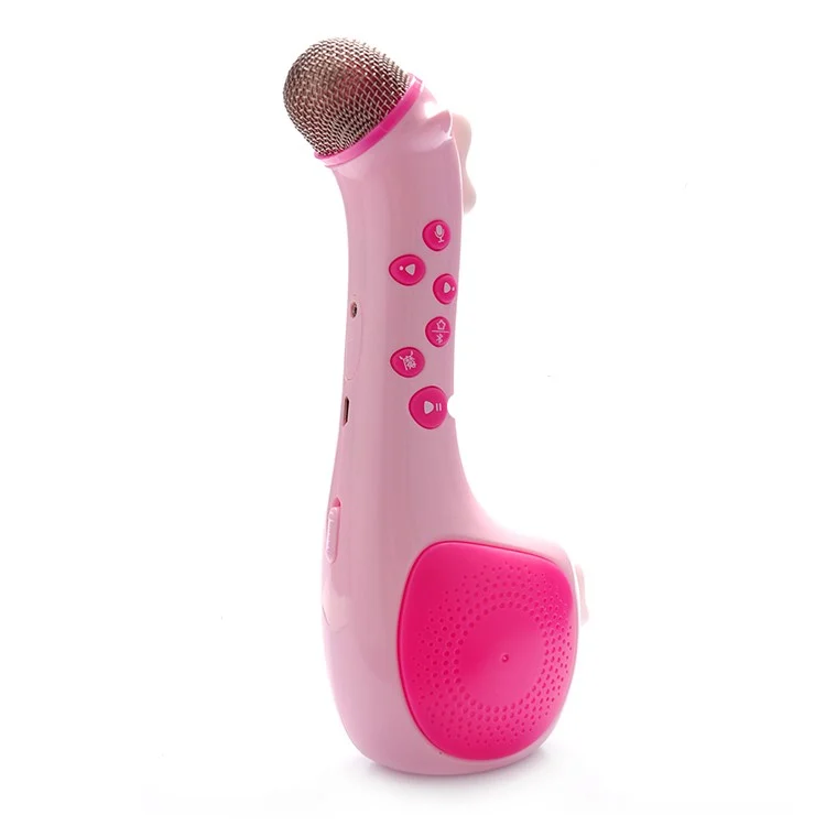 Red LED kids audio player microphone standing upright with light on