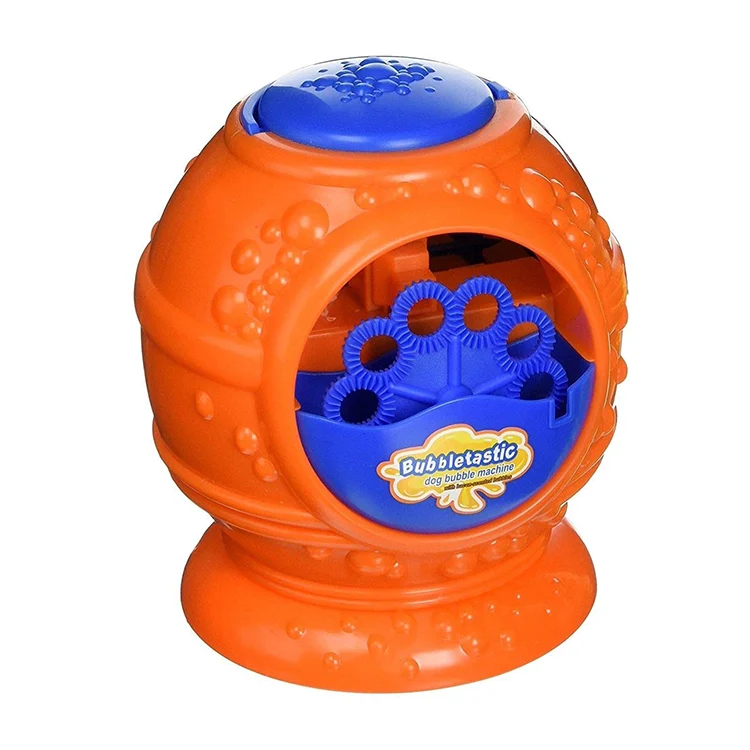 Portable bubble machine in a gift box with 10 spinning wands visible
