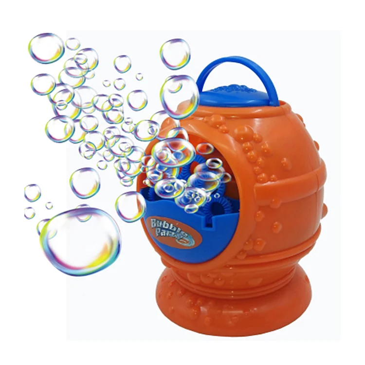 Bubble machine from the side showing battery compartment and base