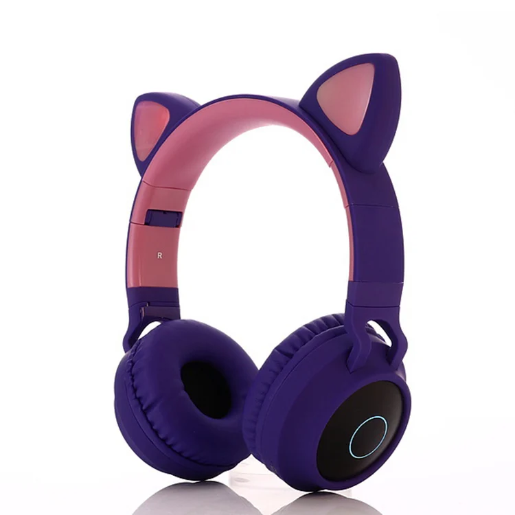 Blue cat ear headphones with visible ear cups and cord