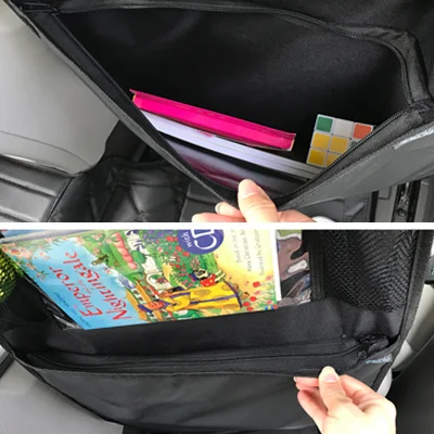 Back view of the organizer showing the adjustable straps and stretch-resistant fabric
