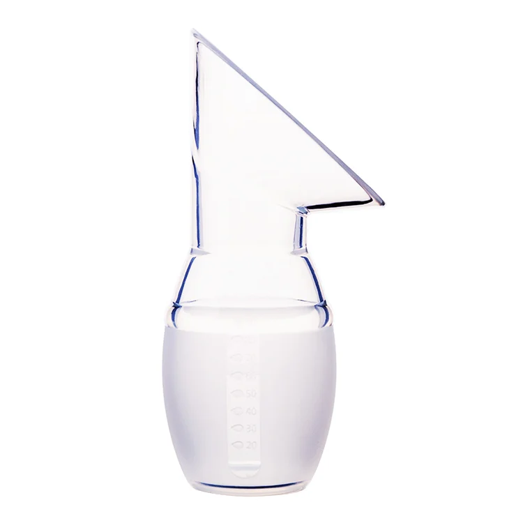 White manual breast pump with soft silicone funnel and suction base