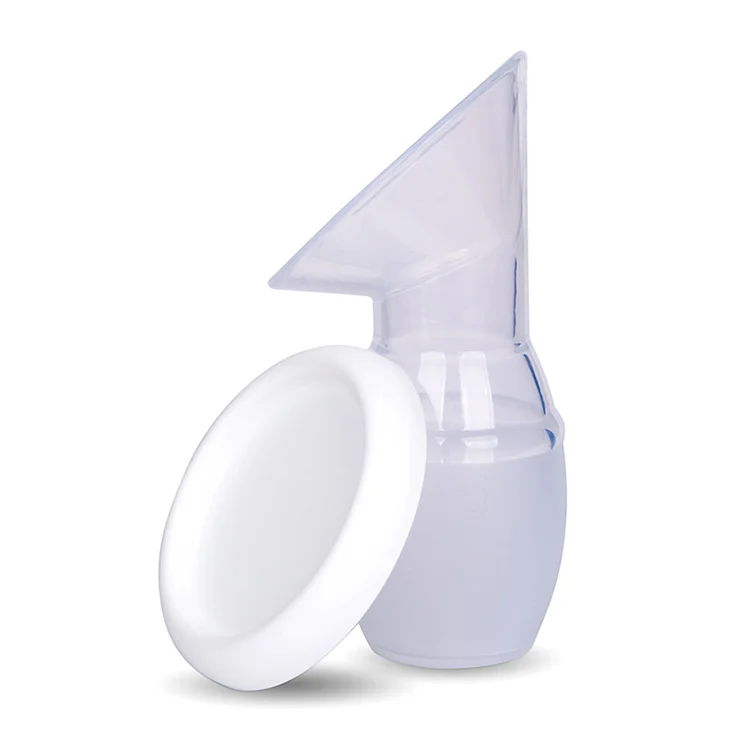 Side view of manual breast pump showing smooth silicone body