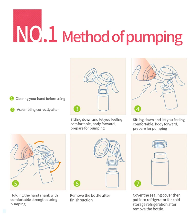 Portable manual vacuum ultra-quiet breast pump