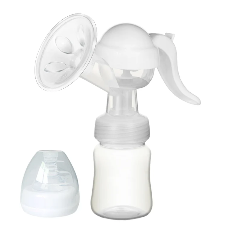 Portable manual breast pump in white with silica gel valve and PP body