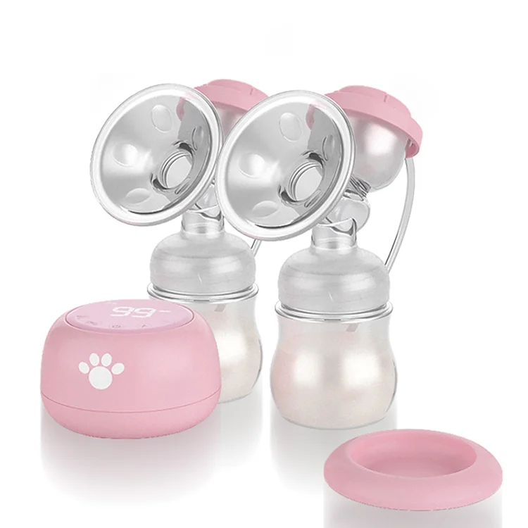 Black double electric breast pump with built-in battery and control panel