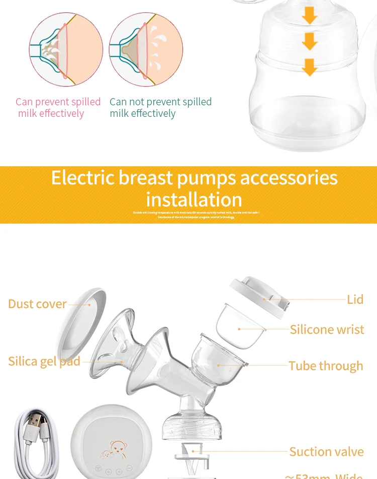Portable adjustable speed vacuum 12 levels electric single breast pump