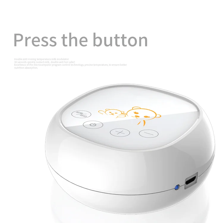 Breast pump in use with a mother holding the device and breast shield