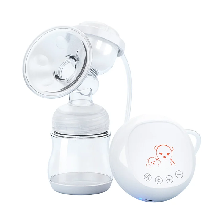 Portable electric breast pump in white with silica gel shield and USB port