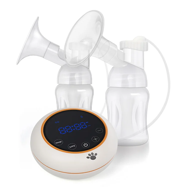 Double electric breast pump with touch LED screen and two breast shields